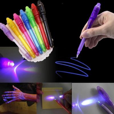 China Glow In The Dark Pen Glow In The Dark Magic Combo Drawing UV Black Light Invisible Pen Ink Pen Learning Education Toys Purple 2 In 1 Color 6 Marker Art for sale