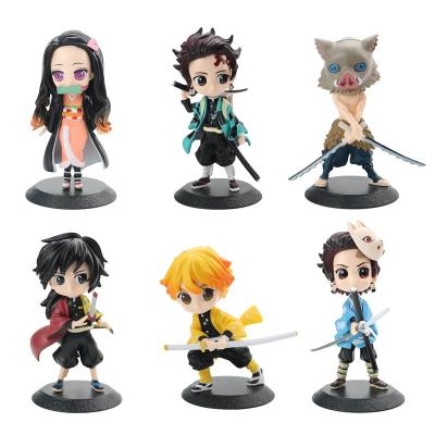 China Anime Figures Doll Kamado Nezuko Demon Slayer Kamado Tanjirou Kimetsu Toy Cartoon Toy 6 Pieces Cartoon/Character Game No Yaiba Action Number for sale