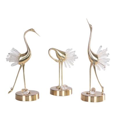 China Brass Crystal Designs Interior Vendor Luxury Home Decorations Modern Swans Statues Home Decor for sale