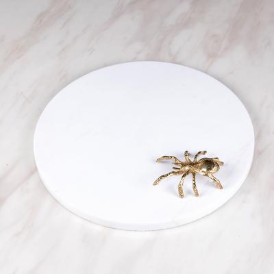 China Modern Minimalist Luxury Home Decorations Dining Room Living Room Accessories Decor Marble Tray with Brass Handle for Homes for sale