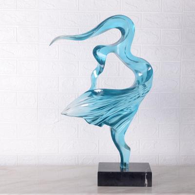 China CHINA HOME DECOR ACCESSORY ABSTRACT CLEAR RESIN SCULPTURE WITH MARBLE BASE for sale