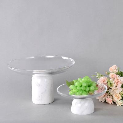 China Contemporary MODERN LUXURY HOME ITEMS WHITE MARBLE GLASS WORKS FOR DECORATION FRUIT BOWL TABLETOP HOME DECOR for sale