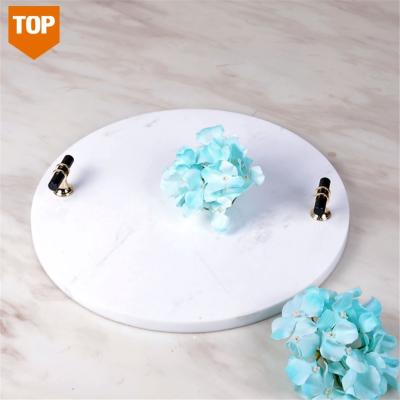 China 2021 contemporary new DECORATIVE WHITE MARBLE TOP WITH METAL HANDLES ACCENTS HOME INTERIORS for sale