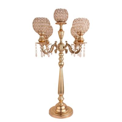 China China Durable 850mm High Iron Wedding Candelabra Table Five Heads Candle Holder Decorative Centerpieces For Living Room for sale