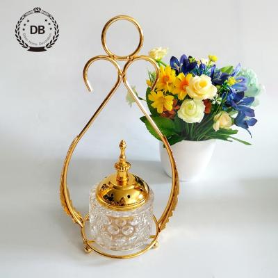 China 2020 Luxury Middle East Supplies Censer Sticks Holder Burner Arabic Gold Ramadan Mubkhar Glass Charcoal Censer for sale