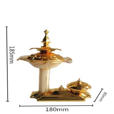 China Cheap Ramadan Oriental Religious Arabic Bakhoor Decoration Censer Burner Metal Gold Holder Sticks Mubkhar Censer for sale