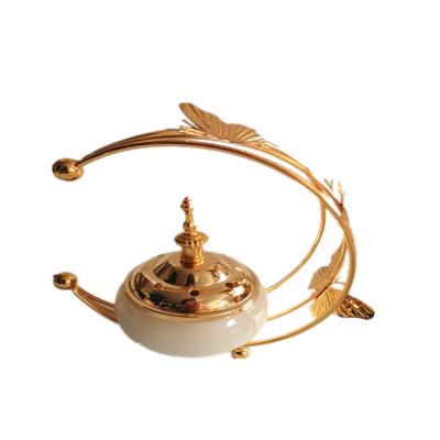 China Good Cheap Sale Antique Metal Jade Arabic Ramadan Incense Burner Islamism Aloe Charcoal Marble Censer Stove for sale