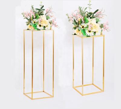 China Geometric Wedding Road Lead Durable HOT Plating Metal Flower Stand Table Centerpiece Metal Gold Plating For Party for sale