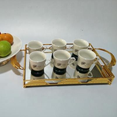 China Wholesale Durable Arabic Home Decor Mini Mirrored Glass Tray Mirror Vintage Cake Stand Trays For Coffee Table for sale