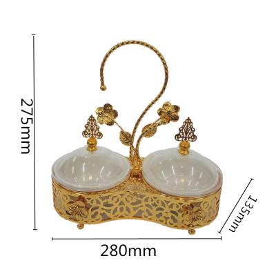 China OEM Religious Muslim Ceramic Ramadan Use Dried Fruit Bowls Candy Dish Bowl Dish Ramadan Decorations With Handle Cover for sale