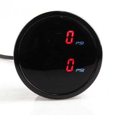 China Gauge Types 52mm Dual Air Pressure Gauge RED LED Air Suspension Air Ride Gauge with 2pieces 1/8NPT Electrical Sensors for sale