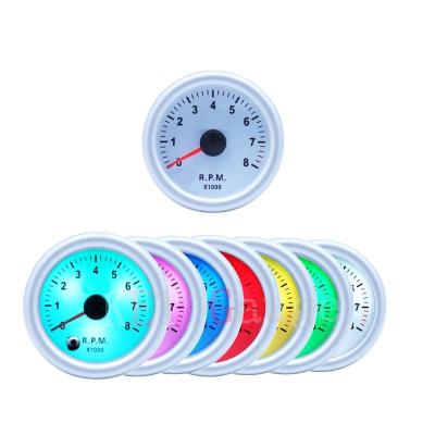 China Gauge Types 52mm 7colors 7colors Led 2inch Clear Lens Car RPM Gauge Tachometer For Universal Car for sale