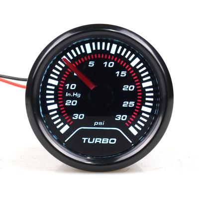 China Gauge Types 52mm 2inch Led Lens Car Clear Turbo Boost Gauge -30-30 PSI For Universal Car for sale