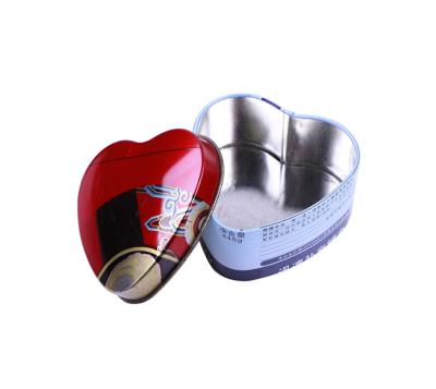 China Recycled Materials Heart Shape Candy Custom Chocolate Printing Tin Case Metal Tin Box For Packing Coffee Tin Can For Wedding for sale