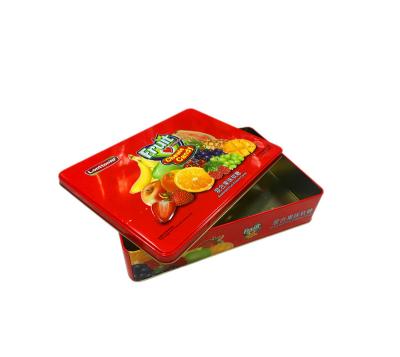 China Recycled Materials Wholesale Rectangle Tin Gift Box Packaging Metal Tin Box Container For Candy Fruit Candy Tin Containers for sale