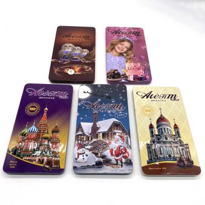 China Recycled Materials Hot Sale Custom Design Chocolate Tin Box With Hinge Logo Chocolate Metal Tin Lid Embossed Box for sale