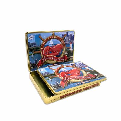 China Recycled Materials Chocolate Lobsters Metal Tin Box Candy Gift Box Luxury Custom Printing Packaging Packaging for sale