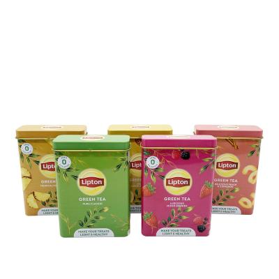 China Hot Sale Materials Cheap Price Lipton Small Recycled Tea Tin Box With Hinge Lid Metal Custom Tea Packaging Tin for sale