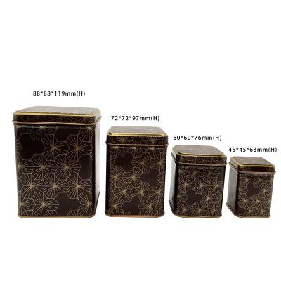 China Recycled Materials Custom Printing Small Medium And Large Square Tin Case Coffee Packaging Box Empty Metal Dimensions Tea Storage Tin for sale