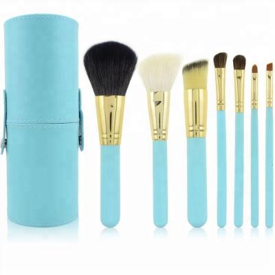 China Angular Blush Low MOQ Hot Sale 7pcs Professional Makeup Brush Set With Cup Holder for sale