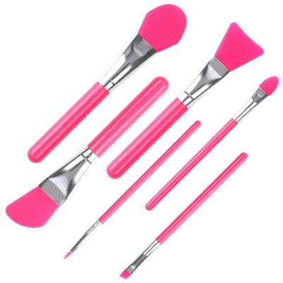 China Hot Pink 6pcs Silicone Makeup Brush Easy Promotion Cosmetic Application Brush Kit for sale