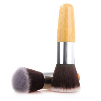 China Eco-Friendly Bamboo Flat Brush OEM ODM Handle Flat Surface Cream Foundation Powder Makeup Brush for sale