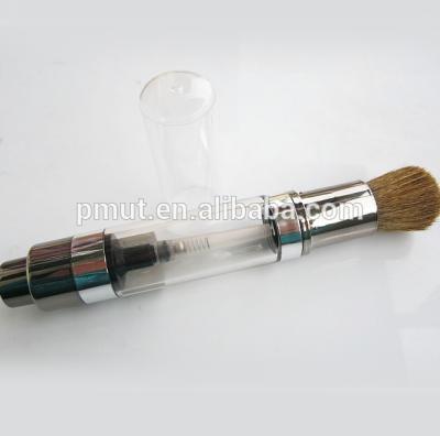 China Angular Blush Clear Body and Plastic Handle Goat Hair Refillable Powder Pump Brush for sale