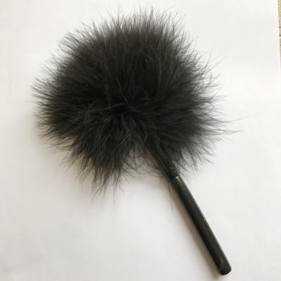 China Angular Blush Private Label Small Quantity Accepted Fingerprint Useness Black Color Marabou Feather Brush for sale