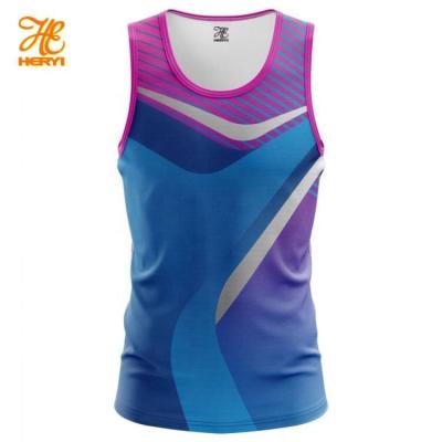 China Latest Design Customized Polyester Fabric Vest Sports Fitness Leisure Vest Sublimation Vest Full QUICK DRY for sale