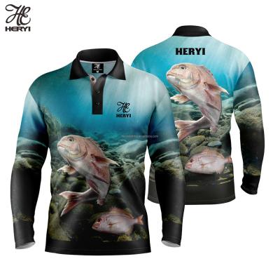 China Antibacterial Sublimation Button Up Performance UPF 50 Fishing Shirt Sleeves Long Sleeve UV Top Selling Mens UV Shirts Fishing Polo Shirt With Pockets for sale