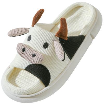 China Hot-selling cute animal home sandals women's summer slipper fashion trend PVC print cow indoor slippers for sale