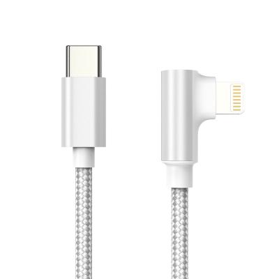 China Fast Charging and High Speed ​​Data Transfer PD Fast Charging USB-C Cable to Lightning Cable 1m Right Angle USB Cord for iPhone Lightning Type C Cable for sale