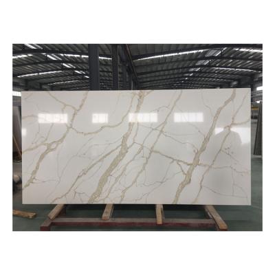 China Large Calcutta SH8381 Calcutta Modern Artificial Synthetic Calcutta White Quartz Slabs Prices Calacatta Oro Gold Stone Stone for sale