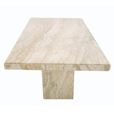 China Modern Natural Polished Sharp Honed Travertine Dining Table Stone Furniture Square Travertine Coffee Table for sale