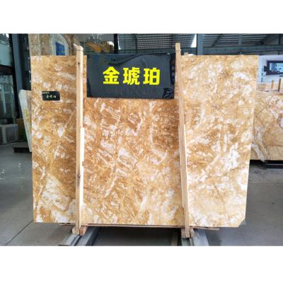 China Myanmar Traditional Orange Gold Natural Marble Flooring Amber Slabs Onyx Marble Stone for sale