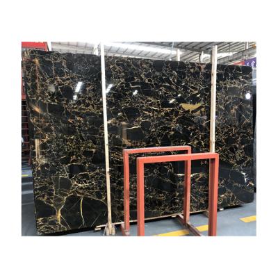 China Modern Natural Stone Slab Nero Portoro Gold Marble , Athens Greece Nero Portoro Marble for sale