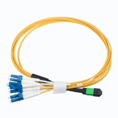 China FTTB Singlemode 8 Core MPO APC (Female) to LC UPC Duplex Harness Fiber Optic Patch Cord for sale