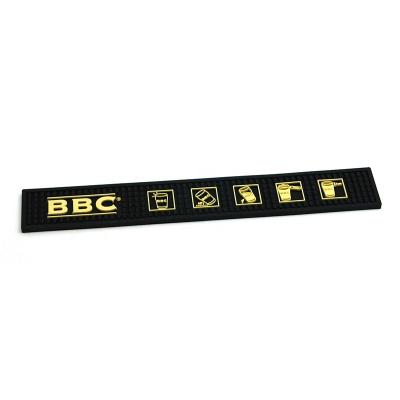 China Sustainable Customized Logo Molded PVC Soft Rubber Bar Mat for sale