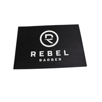 China Hair Salon Anti Skid PVC Barber Tools Rubber Mat With Custom Design for sale