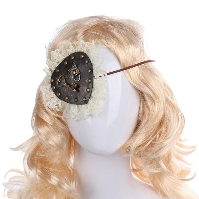 China Eco-Friendly Halloween Carnival Party Props Retro Pirate Keyhole Lace Gothic Punk Leather Head Eye Masks for sale