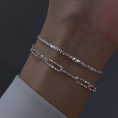 China Crystal Cute Bracelet For Women 925 Sterling Silver White Gold Plated Crystal Adjustable Silver Chain Tennis Birthday Gifts for sale