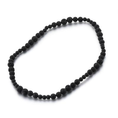 China Wholesale FASHIONABLE 10mm 8MM 6mm Lava Rock Gemstone Handmade Mens Gift Necklace for sale