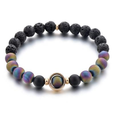 China 2021 FASHIONABLE Hot Selling 8mm Colorful Frosted Agate Beads Bracelet Handmade Lava Stone Stone Bracelet for sale