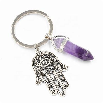 China Various Kinds Beautiful Natural Crystal Stone Stone Crystal Therapy Hand Key Chain Key Chain for sale