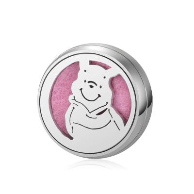 China Customizable Color Styles 12mm Cute Bear Stainless Steel Aromatherapy Essential Oil Diffuser Pin Brooches Jewelry Gift for sale