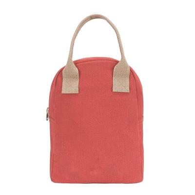 China Lightweight Reusable Cotton Canvas Zipper Organic Lunch Bag Tote For Women for sale