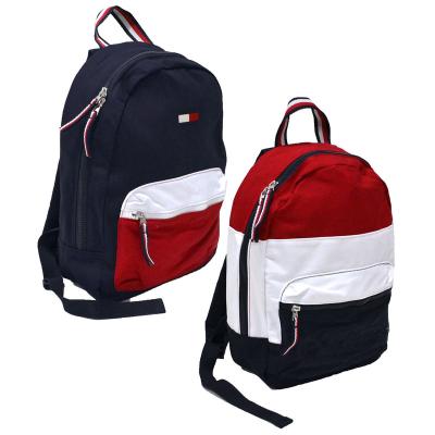 China New Day Backpack Design USA Fashion Trend Kids Backpack Canvas Small School Bag 2 Pocket School Travel Colorblock for sale