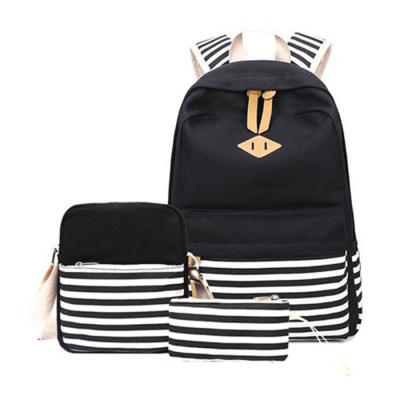 China 3 Canvas Classic School Rucksack Daypack Set for Teen Girls, Casual Bookbag Shoulder Bag Travel Rucksack for sale