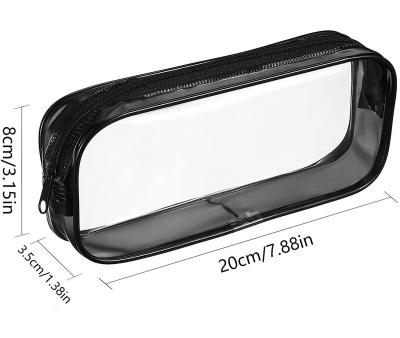 China Fashion\Large Comfortable Clear Waterproof Black And White Student\Durable PVC Storage Child Pencil Case for sale