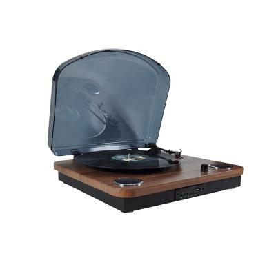 China Multi-functional retro wooden bluetooth usb tf wireless turntable vinyl recoard player for sale